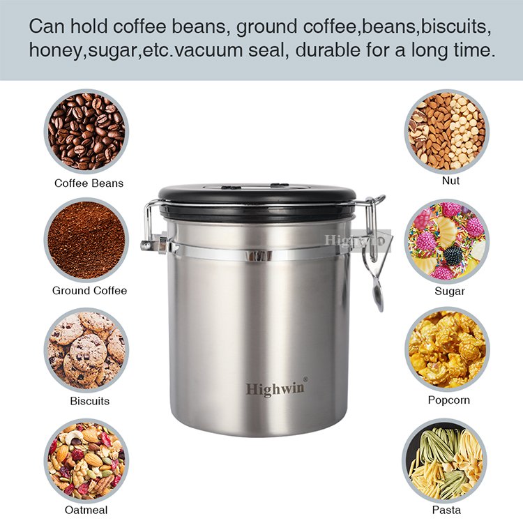 Highwin Kitchen Canisters Plastic Lid Food Storage Jar Coffee Container