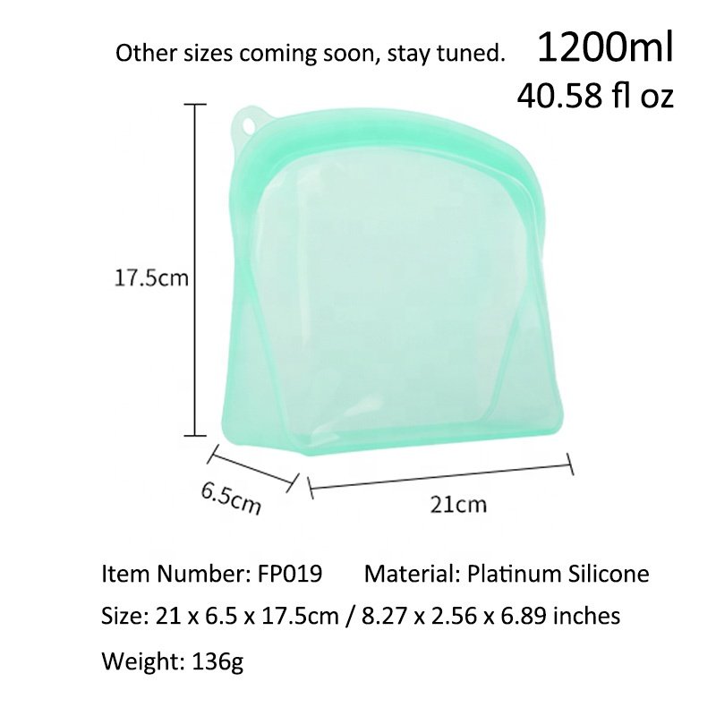 Eco Friendly Reusable Stand Up 150ml Pouch Fridge Freezer Fresh LFGB Zipper Storage Zip Lock Silicone Food Bags Set For Snack