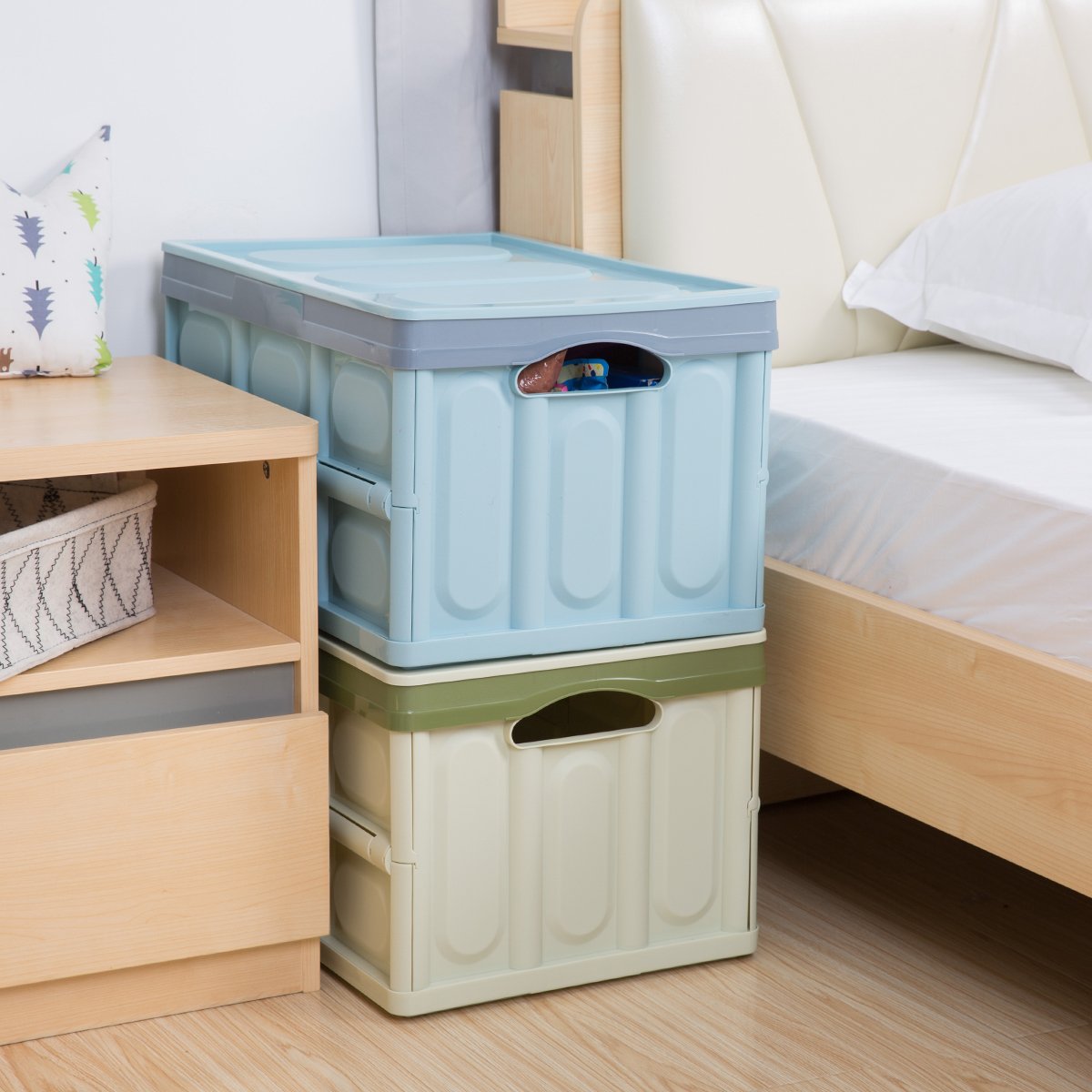 Justeer multifunction big stackable container storage plastic bin box