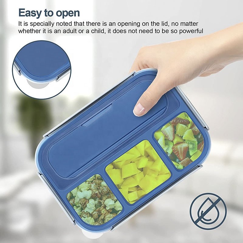Plastic Bento Lunch Box for Kids Adults Bpa Free Children's 4 Compartment Lunch Box Container