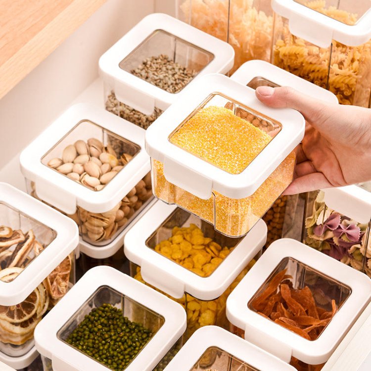 950ml 1300ml 1800ml Square Multigrain Snack Household kitchen storage box can reusable bag storage container