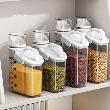 Large capacity sealed food containers with measuring cup grain rice container storage for kitchen