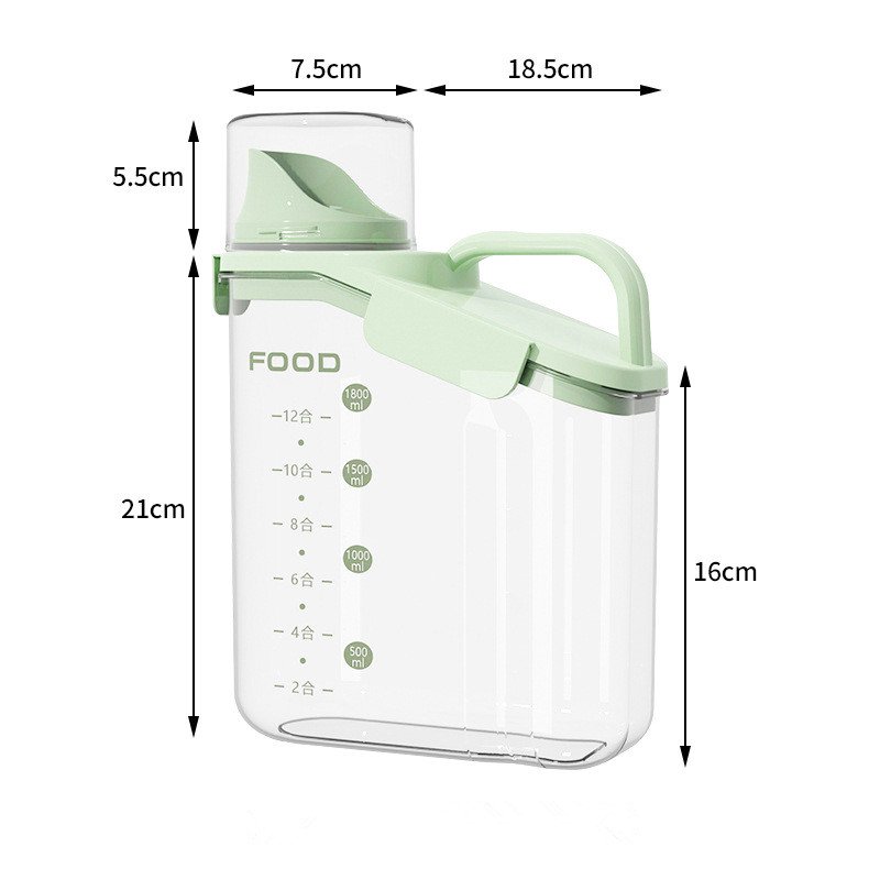 Large capacity sealed food containers with measuring cup grain rice container storage for kitchen