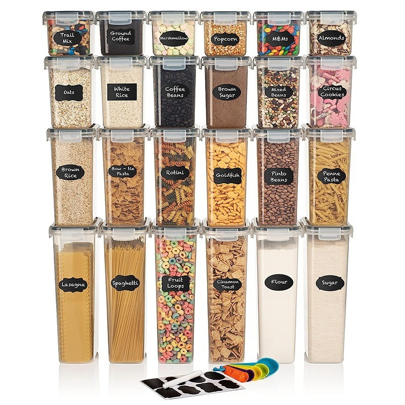 42 Pcs Set Bpa-Free Airtight Plastic Stackable Kitchen Organizer Cereal Dry Food Storage BIn Box Container