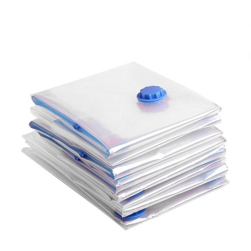 Vacuum Bag for Clothes Storage Bag With Valve Transparent Border Folding Compressed Organizer Travel Space Saving