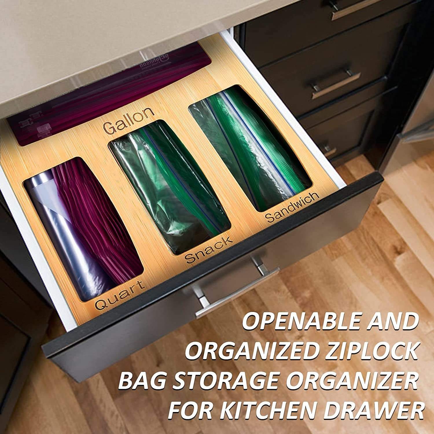 daily necessities Drawer Storage Box Reusable Snack Bag Bamboo Ziplock Bag Storage Organizer with Openable Lid