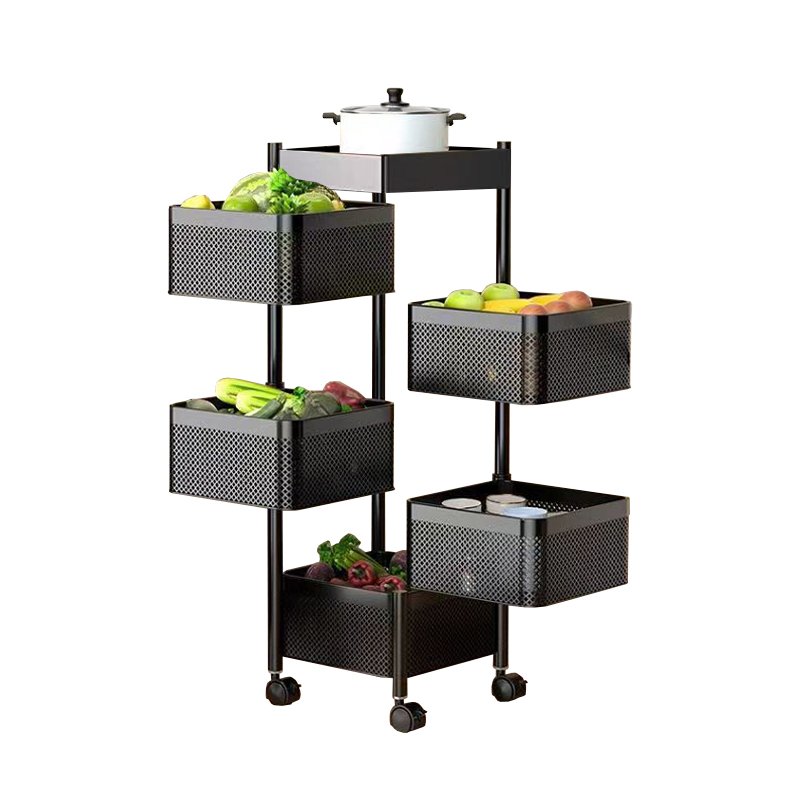 food storage shelf household vegetables basket racks pot stand folding shelving racks for kitchen rotating fruit storage shelf