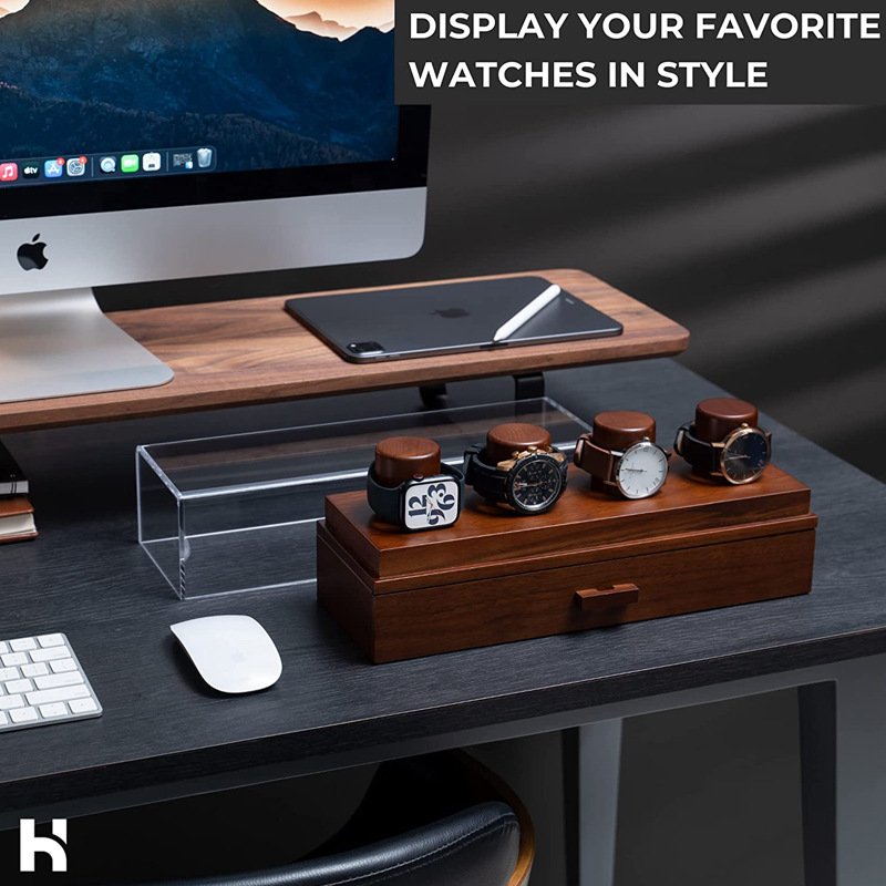 Wooden Watch Box For Display And Drawer Wood Gift Storage Box Watch Case For Men Modern Watch Display Case