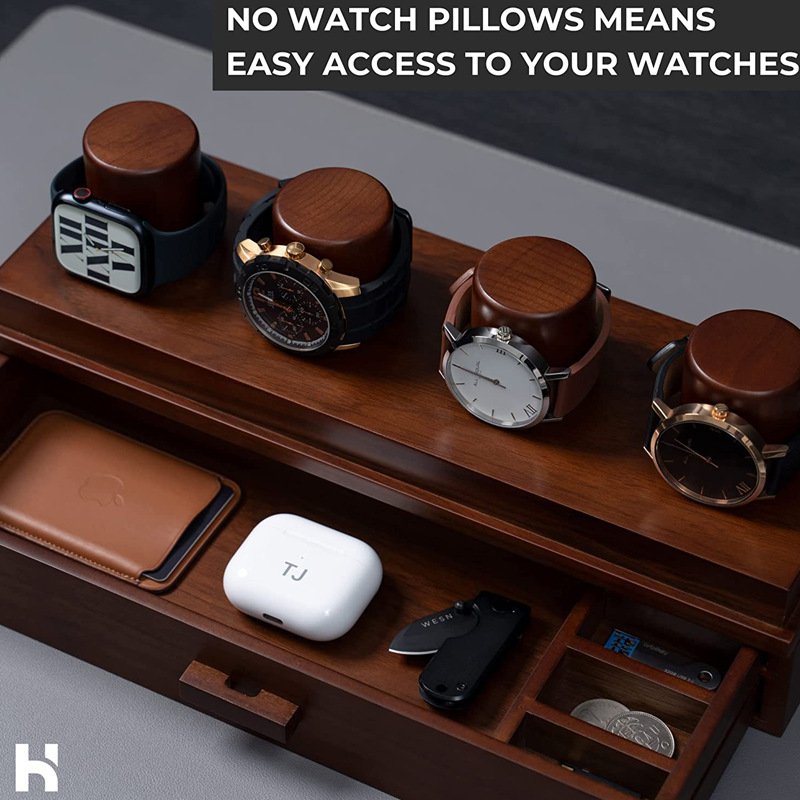 Wooden Watch Box For Display And Drawer Wood Gift Storage Box Watch Case For Men Modern Watch Display Case