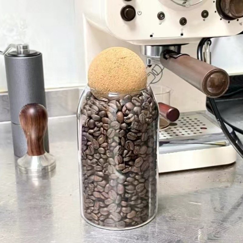 Morden Style Eco-Friendly Clear Glass Canister Food Storage Jar with Bamboo Lid Cork Ball Top Seller Kitchen Accessories