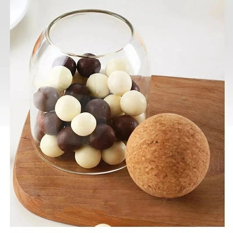 Morden Style Eco-Friendly Clear Glass Canister Food Storage Jar with Bamboo Lid Cork Ball Top Seller Kitchen Accessories