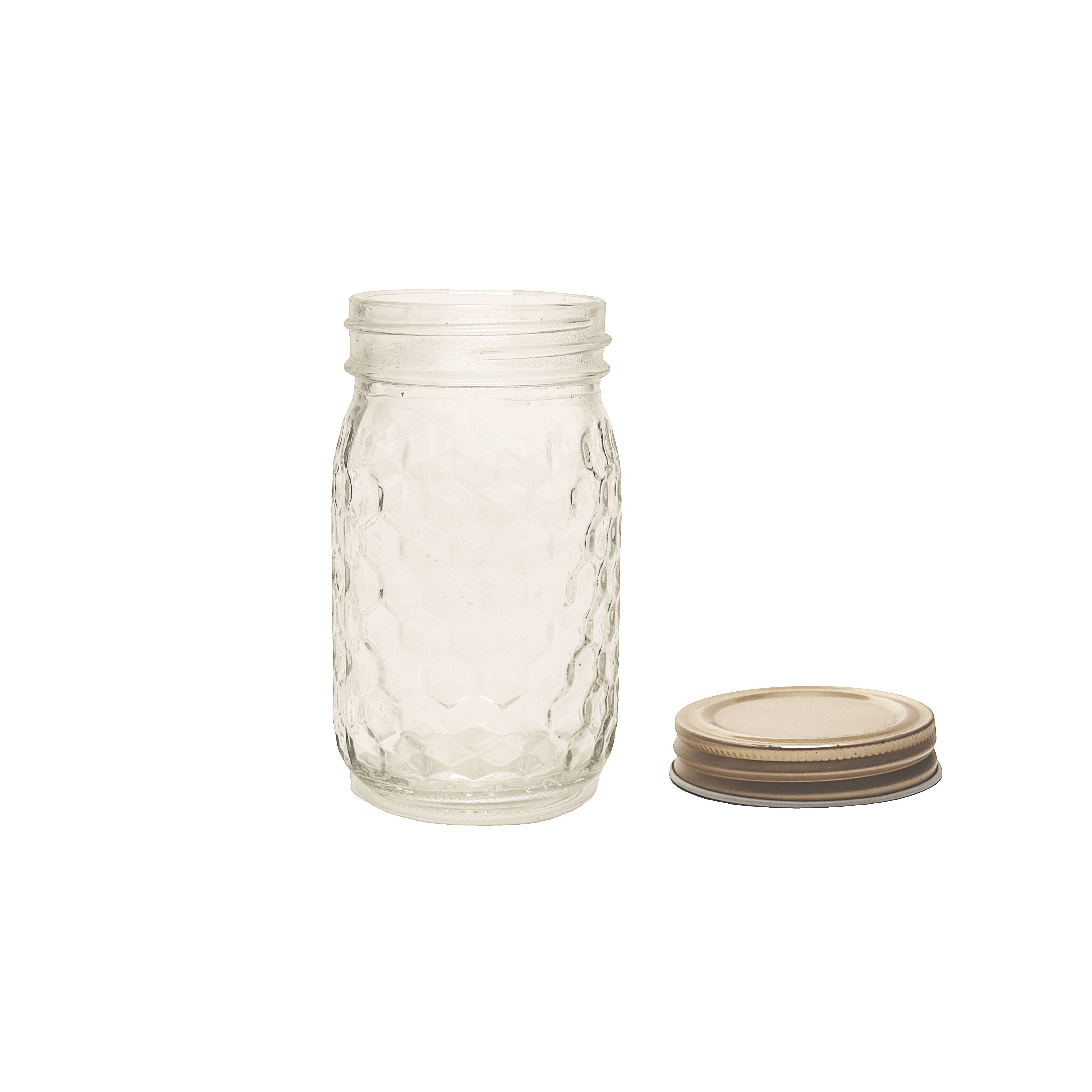 Embossed Pattern Glass Mason Jar Quart Wide Mouth Mason Jar For Fermenting Food Storage With Airtight Lid