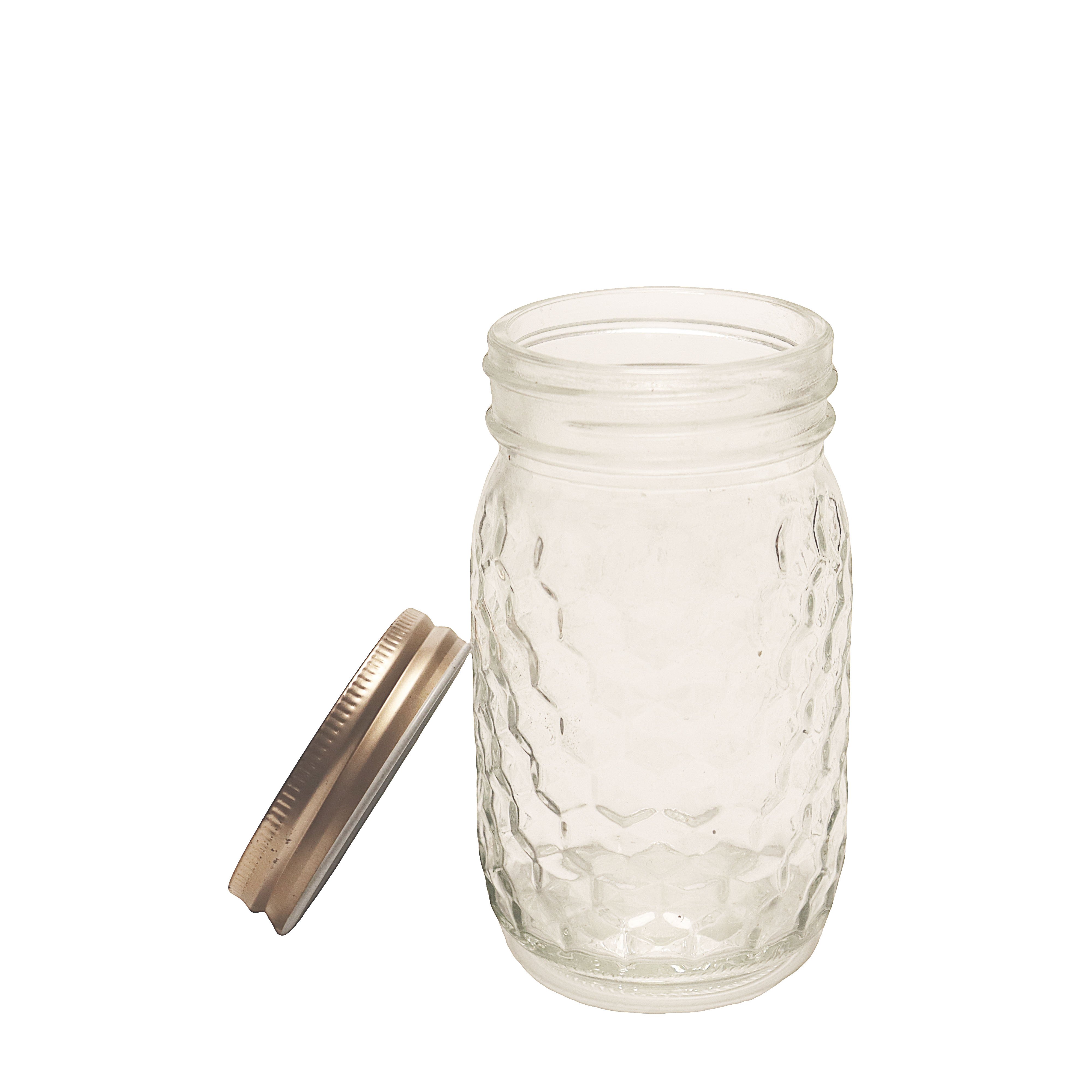 Embossed Pattern Glass Mason Jar Quart Wide Mouth Mason Jar For Fermenting Food Storage With Airtight Lid
