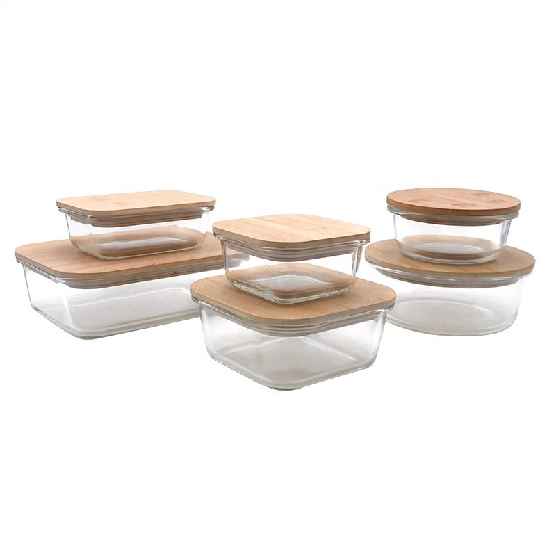 Food meal prep containers with bamboo lid/glasslock food storage set/Airtight Glass Meal Prep Containers