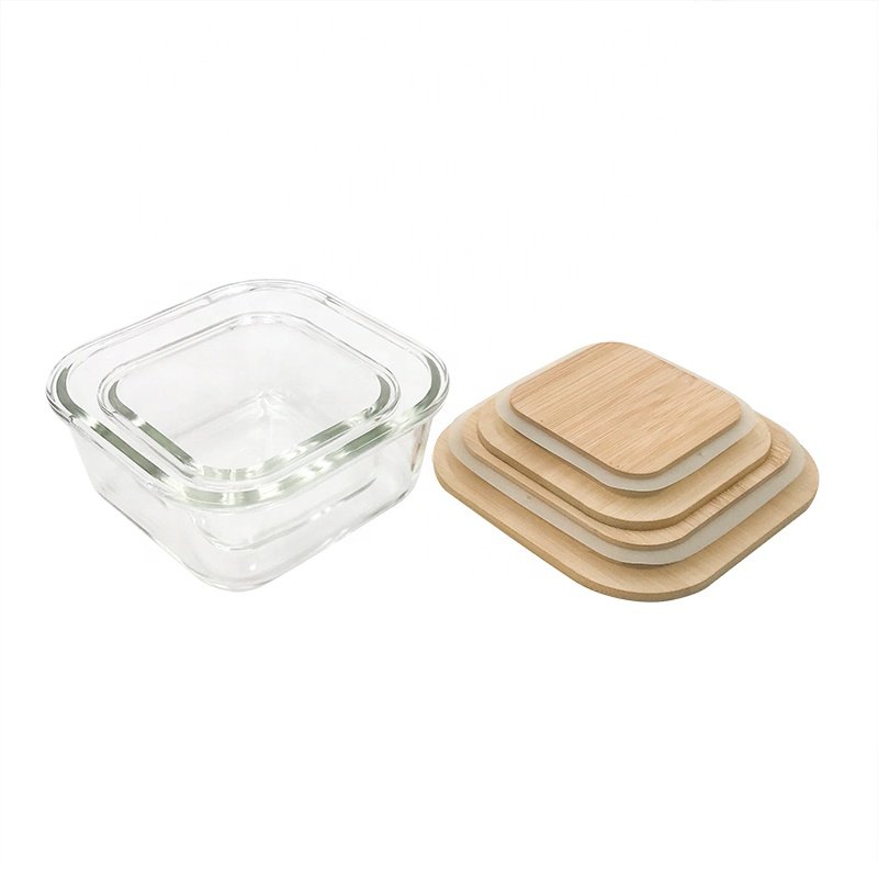 Food meal prep containers with bamboo lid/glasslock food storage set/Airtight Glass Meal Prep Containers