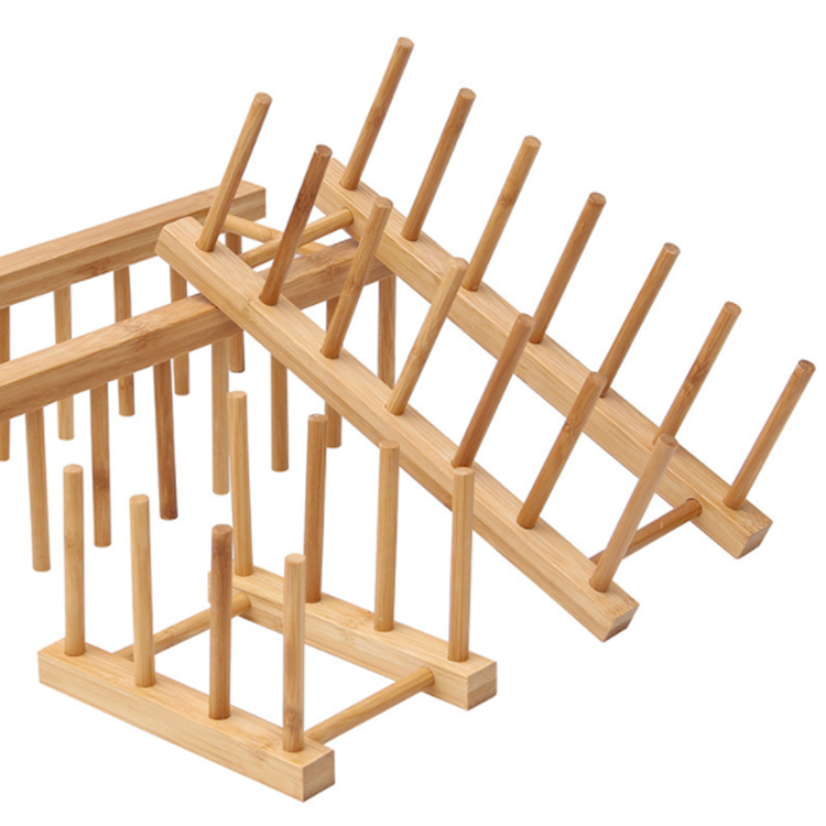 Wholesale Kitchen Storage Rack Bamboo Sink Drainer Multifunctional Durable Dish Drying Rack for Plates Cups Utensil Flatwares