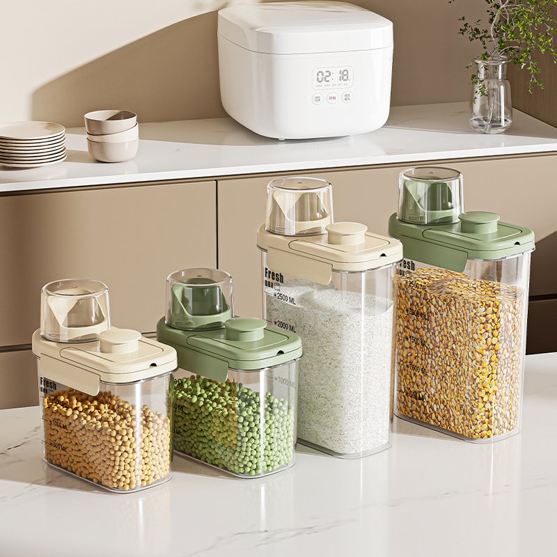 Clear Plastic Rice Cereal Grain Storage Containers Set With Lids Airtight For Food Storage