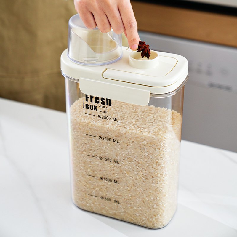 Clear Plastic Rice Cereal Grain Storage Containers Set With Lids Airtight For Food Storage