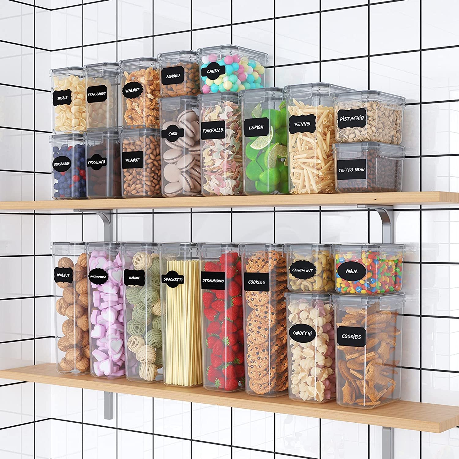 Airtight Food Storage Containers Set Of 20 PCS With Labels Marker Spoon for Kitchen Pantry Organization and Storage