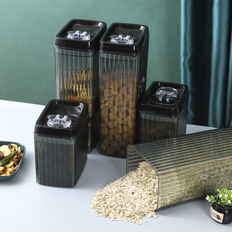 Wishome 3.3L Green BPA Free Clear Cereal Plastic Airtight Food Storage Kitchen Push Top Pantry Organization Container Set
