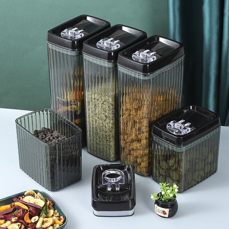 Wishome 3.3L Green BPA Free Clear Cereal Plastic Airtight Food Storage Kitchen Push Top Pantry Organization Container Set