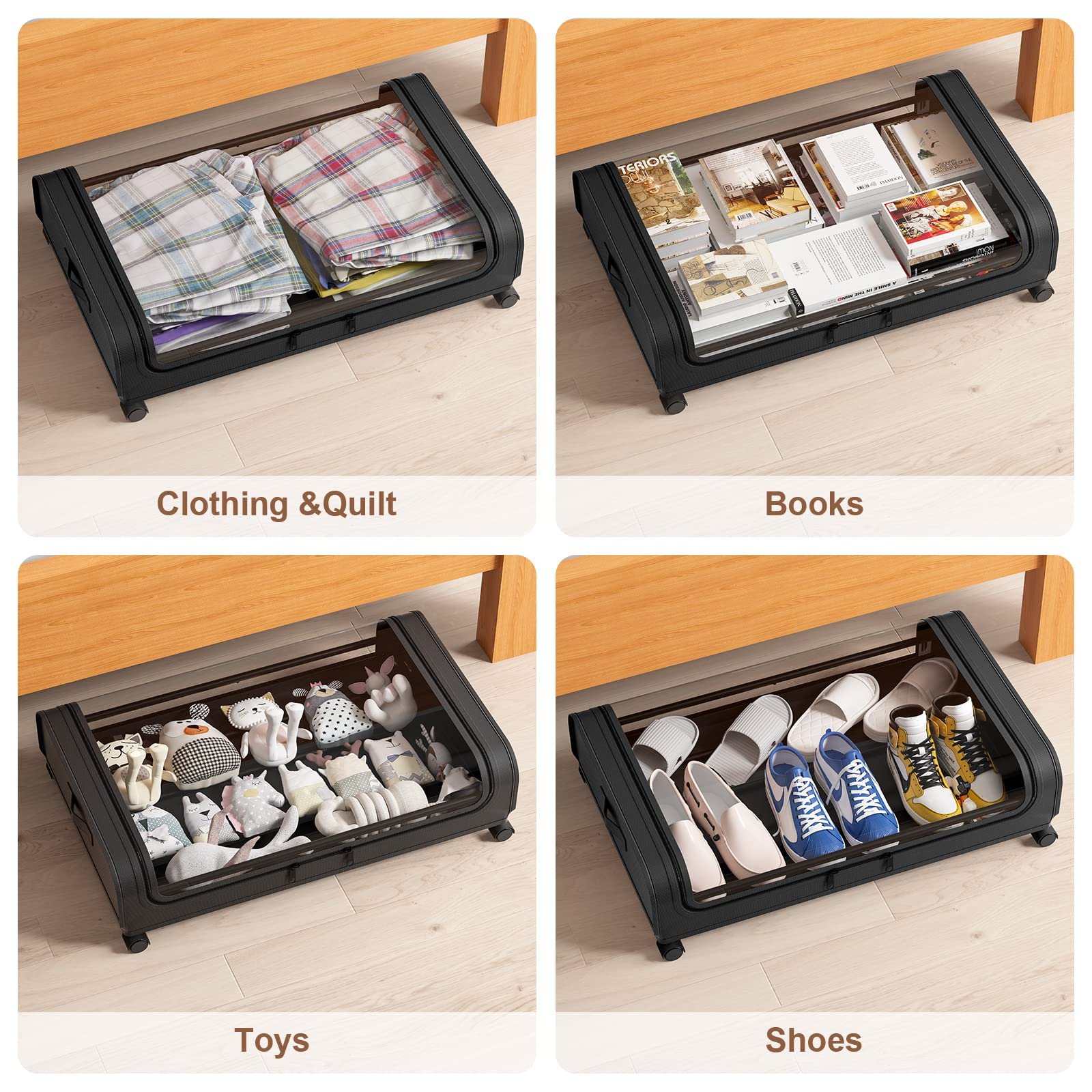 Under Bed Storage Box Under Sofa Large Clothes Toy Shoes Storage Under Bed Storage Organizer with Wheels