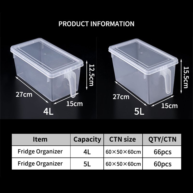 Factory Food Storage Box Crisper Fridge Organizer Refrigerator Clear Plastic Food Storage Organizer Containers Bins With Handle