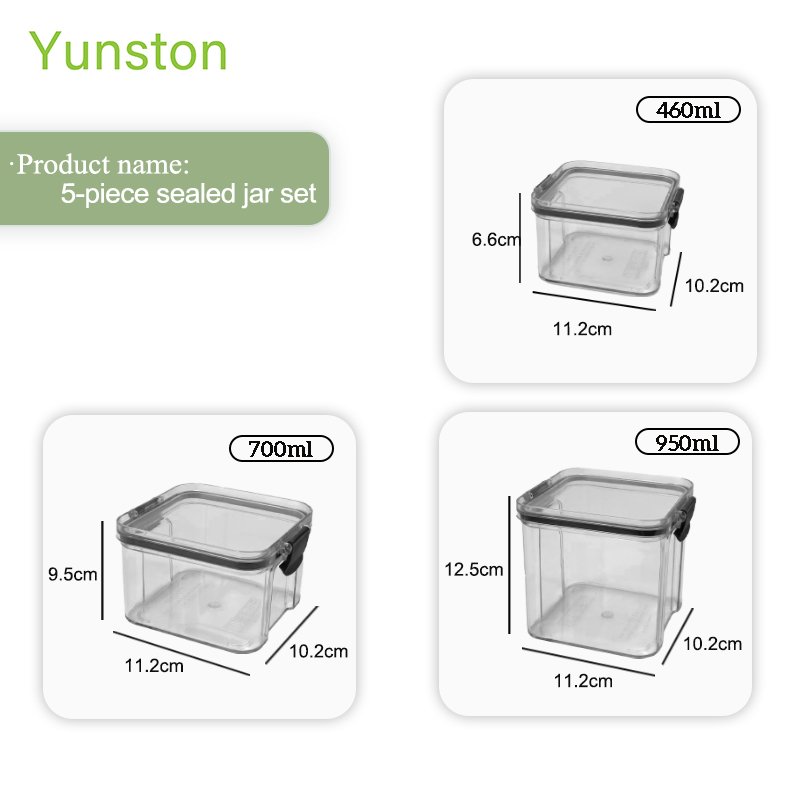 Air-tight food storage tank with latch Clear plastic food storage tank Kitchen food grain storage sorting organizer