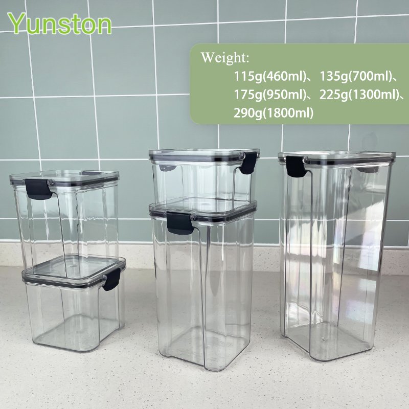 Air-tight food storage tank with latch Clear plastic food storage tank Kitchen food grain storage sorting organizer