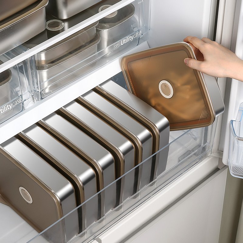 Multi function snack box kitchen metal lunch container leakproof stainless steel food storage container for freezer safe