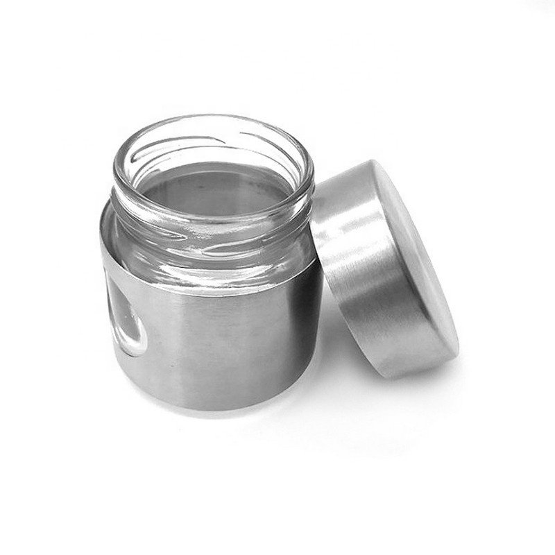 Luxury candy spice cosmetic face cream glass food storage bottles & jars with stainless steel lid kitchen canister