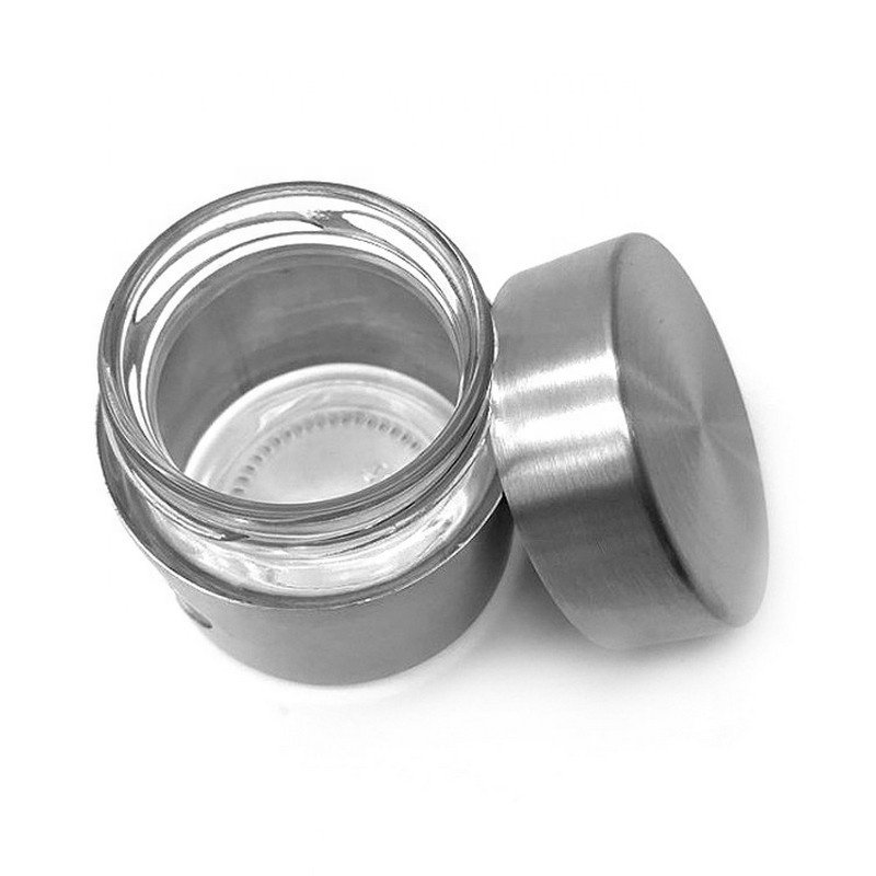 Luxury candy spice cosmetic face cream glass food storage bottles & jars with stainless steel lid kitchen canister