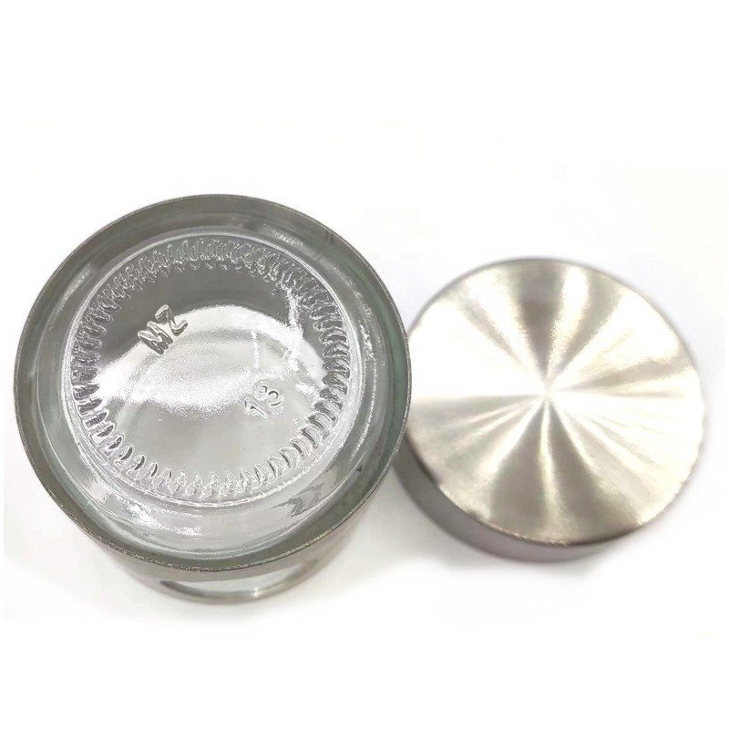 Luxury candy spice cosmetic face cream glass food storage bottles & jars with stainless steel lid kitchen canister