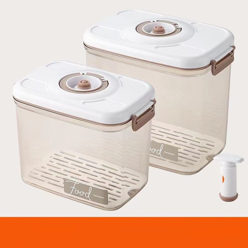 Vacuum Sealed Crisper Box Refrigerator Drain Storage Box Large Capacity Food Storage Containers Transparent Fruit Freezer Box