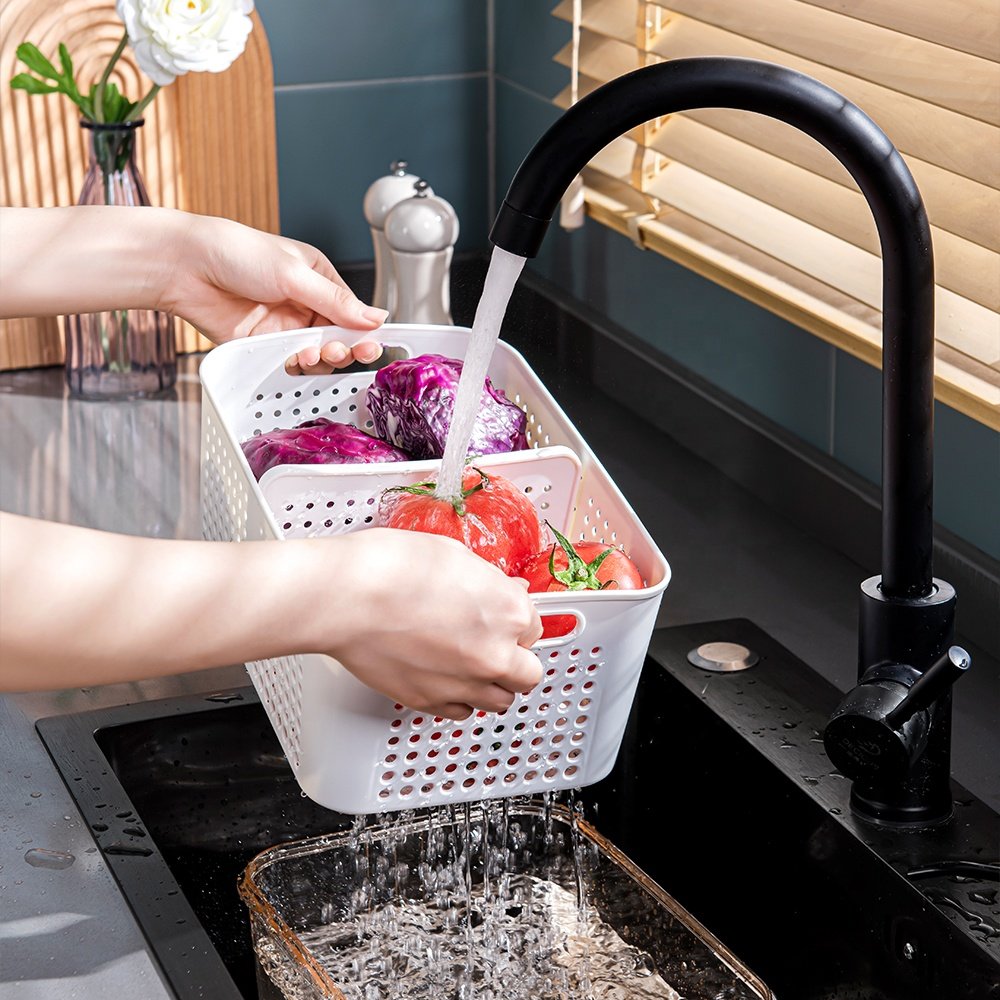 Plastic Big Drain Crisper Fridge Storage boxes Containers Transparent Tractable Refrigerator Organizer Basket Storage Bins