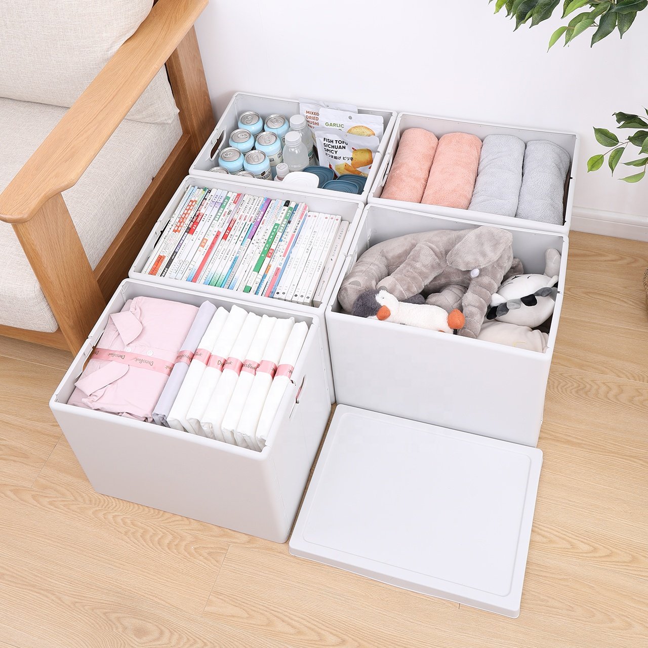 Haixing Custom Stackable Plastic Car Folding Storage Boxes with Handle