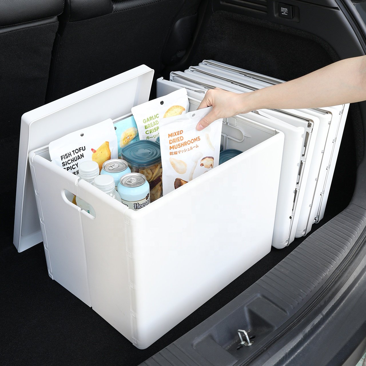 Haixing Custom Stackable Plastic Car Folding Storage Boxes with Handle