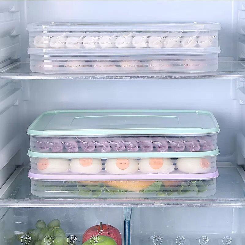 Stackable Dumpling Box Refrigerator Fresh-keeping Box Quick-frozen Dumplings Non-sticky Bottom Food Storage Box