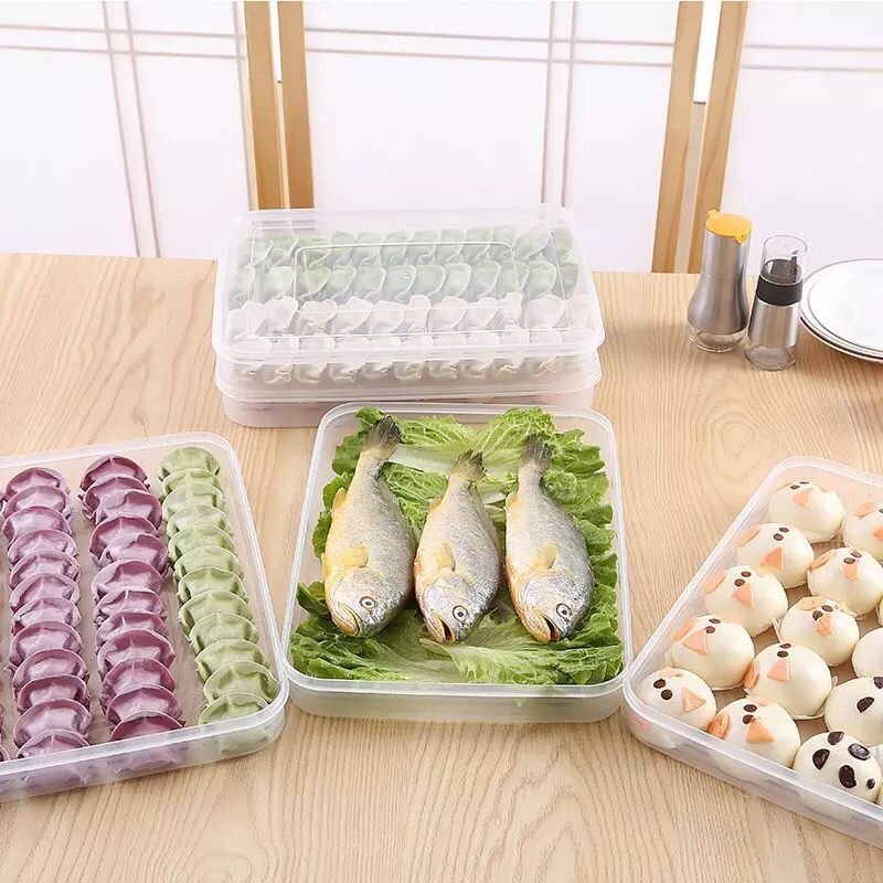 Stackable Dumpling Box Refrigerator Fresh-keeping Box Quick-frozen Dumplings Non-sticky Bottom Food Storage Box