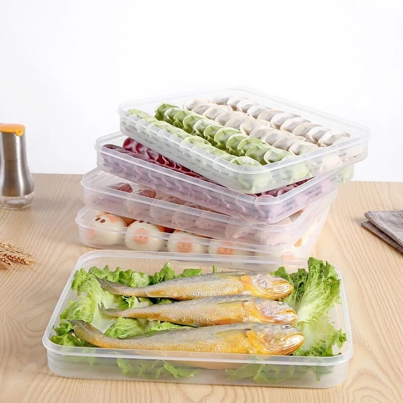 Stackable Dumpling Box Refrigerator Fresh-keeping Box Quick-frozen Dumplings Non-sticky Bottom Food Storage Box