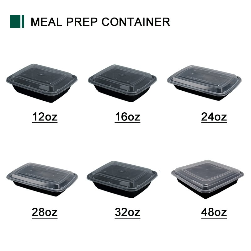 Microwave Takeaway Plastic To Go Food Containers Black Take Out Box Pack Food Storage Meal Prep Containers With Lids