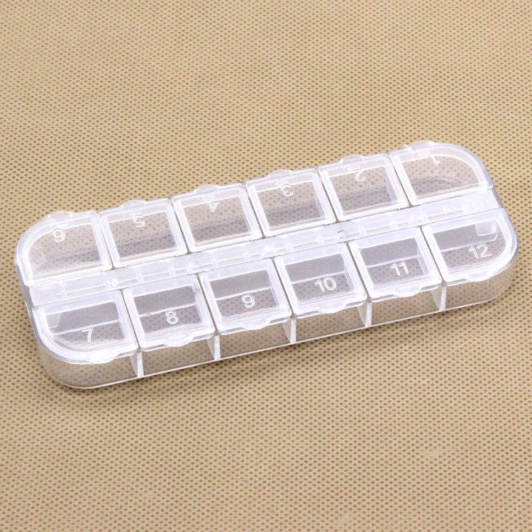D401 12 separate cover PS transparent Bead box fishing gear Jewelry storage box Plastic packaging