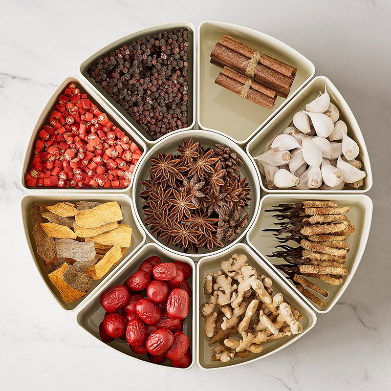 Wannuo Modern Household Rectangular Spice Jar Six Cell Rotary Seal Moisture-Proof Food Storage Kitchen Fruit Storage Box