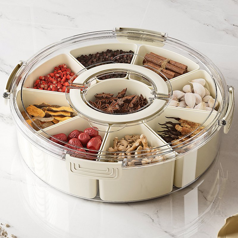 Wannuo Modern Household Rectangular Spice Jar Six Cell Rotary Seal Moisture-Proof Food Storage Kitchen Fruit Storage Box