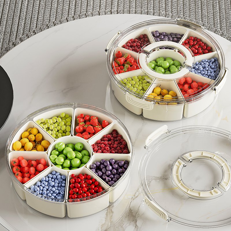 Wannuo Modern Household Rectangular Spice Jar Six Cell Rotary Seal Moisture-Proof Food Storage Kitchen Fruit Storage Box