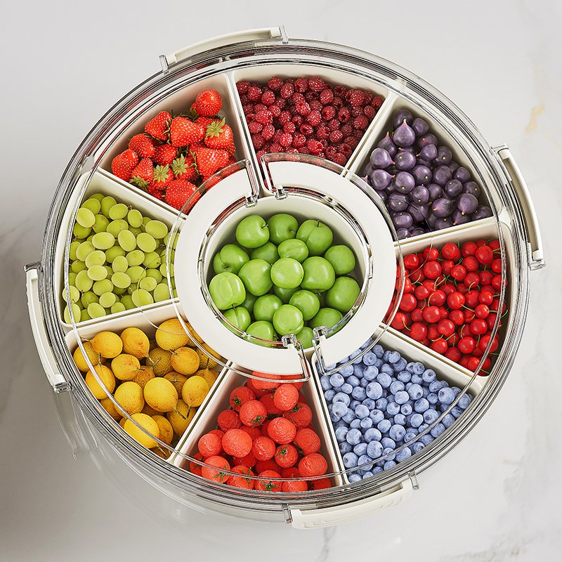 Wannuo Modern Household Rectangular Spice Jar Six Cell Rotary Seal Moisture-Proof Food Storage Kitchen Fruit Storage Box