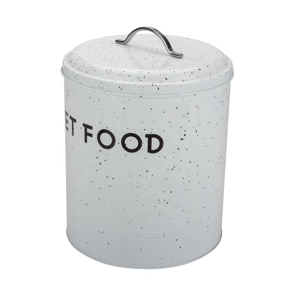 Cream Ivory White Modern High Quality Cheap Price Farmhouse White Dog Food Storage Metal Canisters