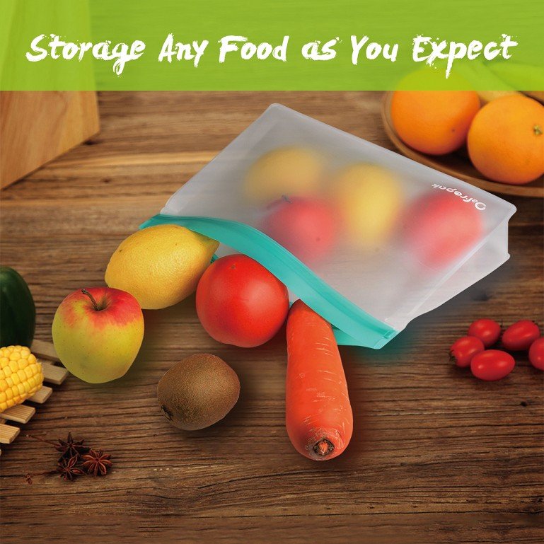 Custom Wholesale Eco Friendly Leakproof Reusable Freezer Liquid PEVA Silicone Reusable Zip lock Bags Food Storage Bag