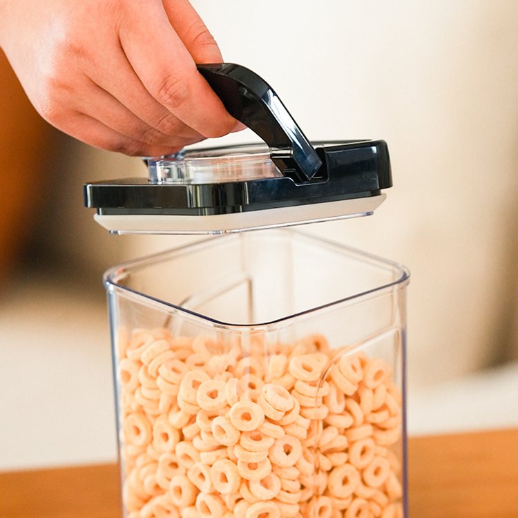 Air Tight Food Container Kitchen Plastic Organization And Airtight storage Jars Set Cereal Canister Clear Top