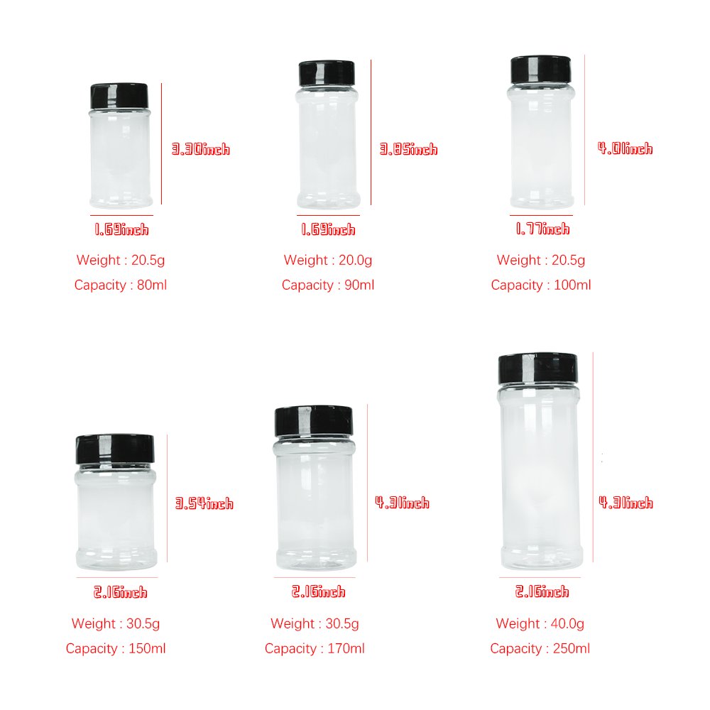 Wholesale Disposable Plastic Food Storage Packaging Container Jar Food Grade Big Spice Seasoning Empty Bottle with shaker lid